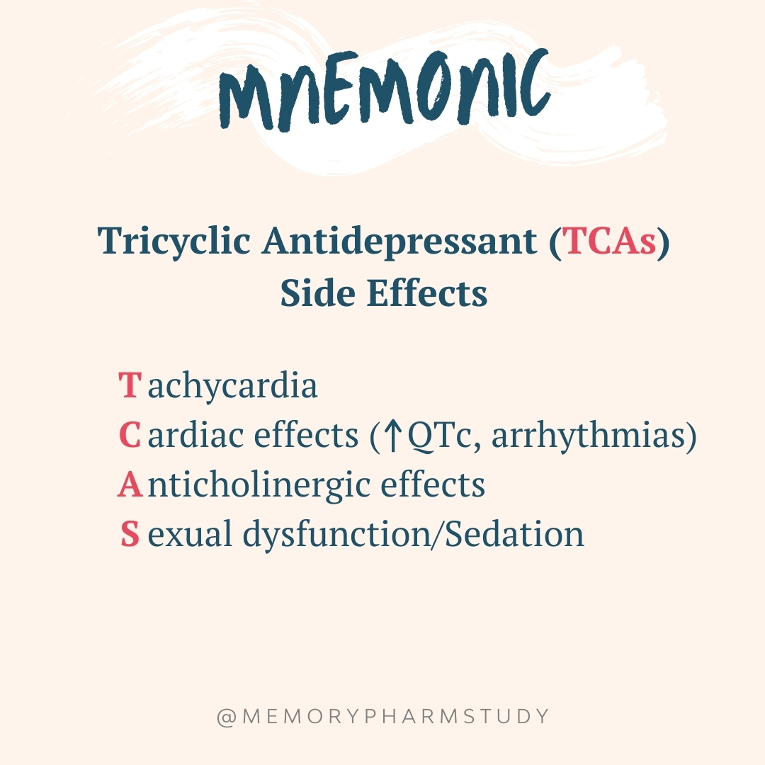 Tricyclic Antidepressant (TCAs) Side Effects - Memory Pharm